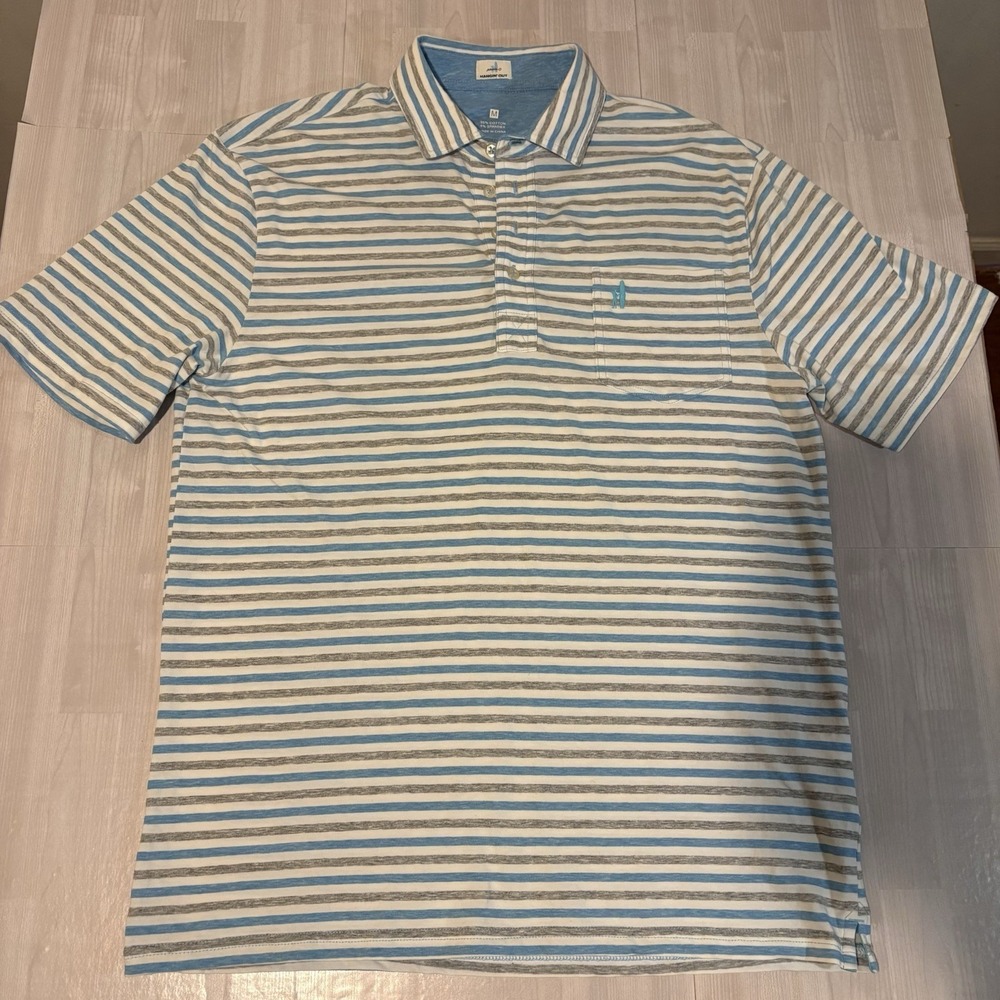 Johnnie-O Hangin Out Polo Men's Medium Striped Golf Shirt Performance